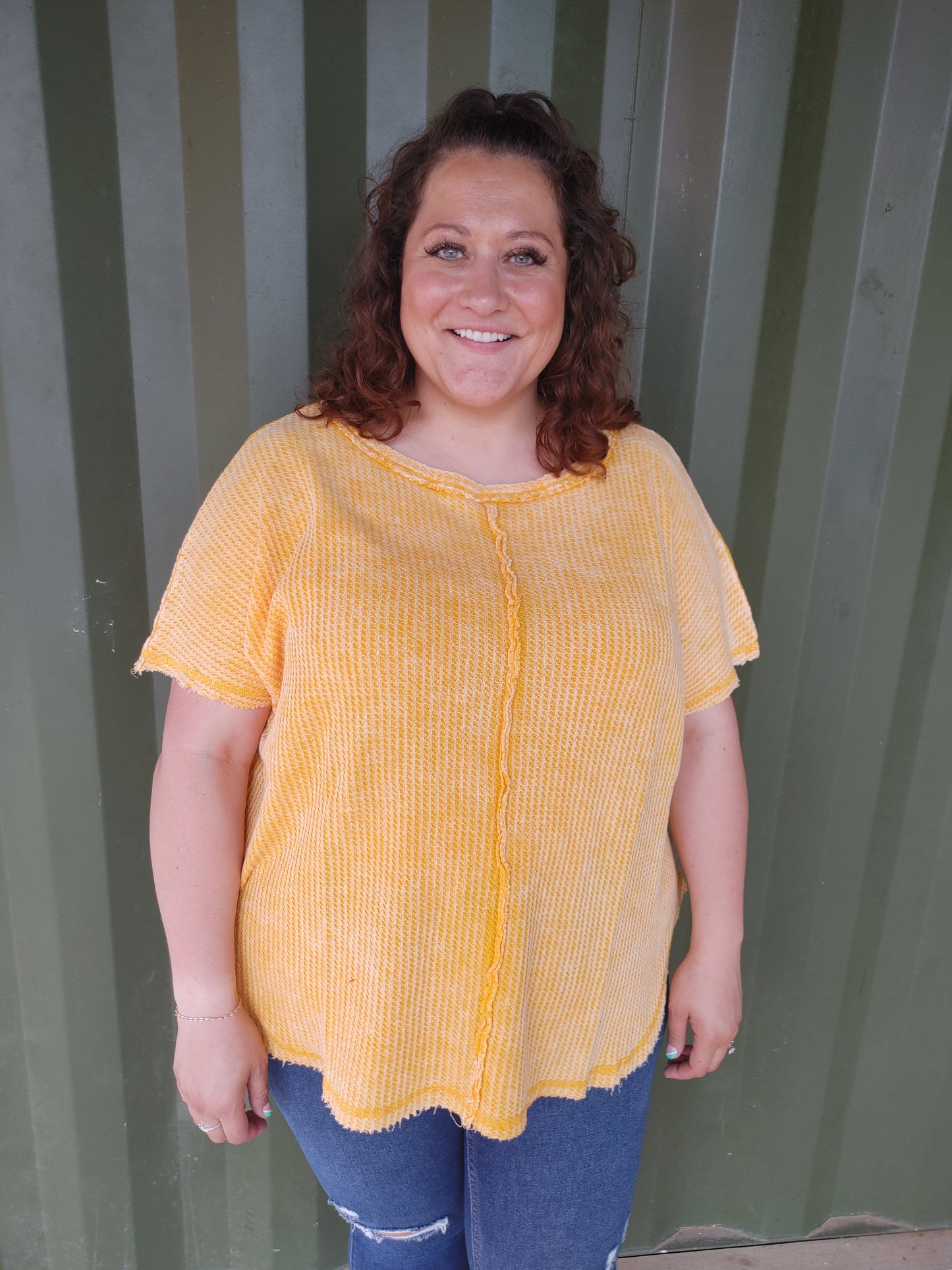 Autumn Vibes Oversized Waffle Knit T-Shirt