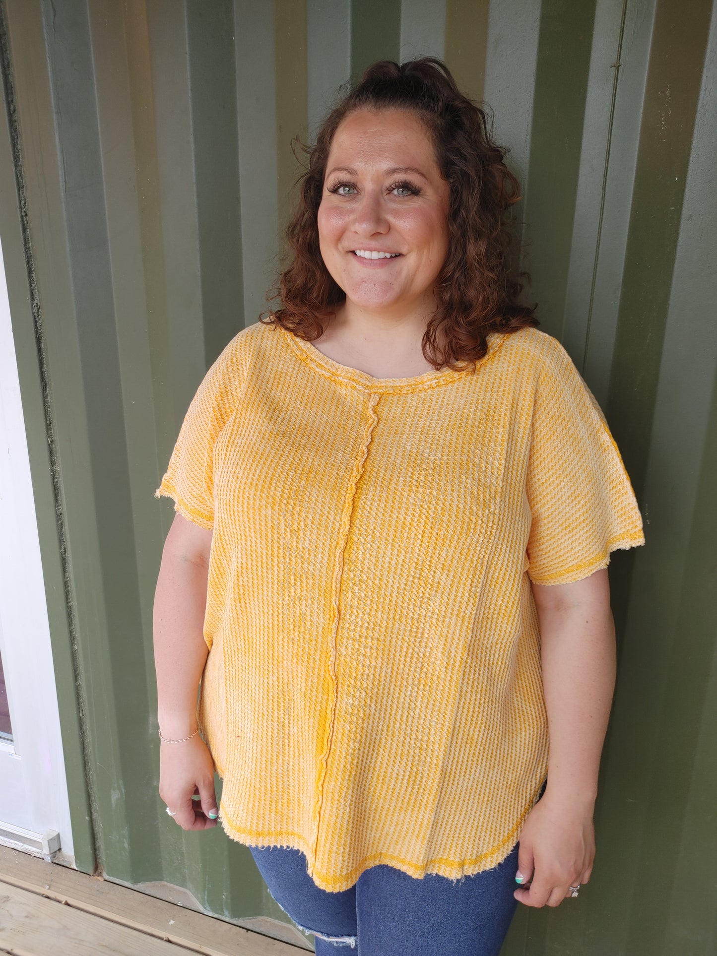 Autumn Vibes Oversized Waffle Knit T-Shirt