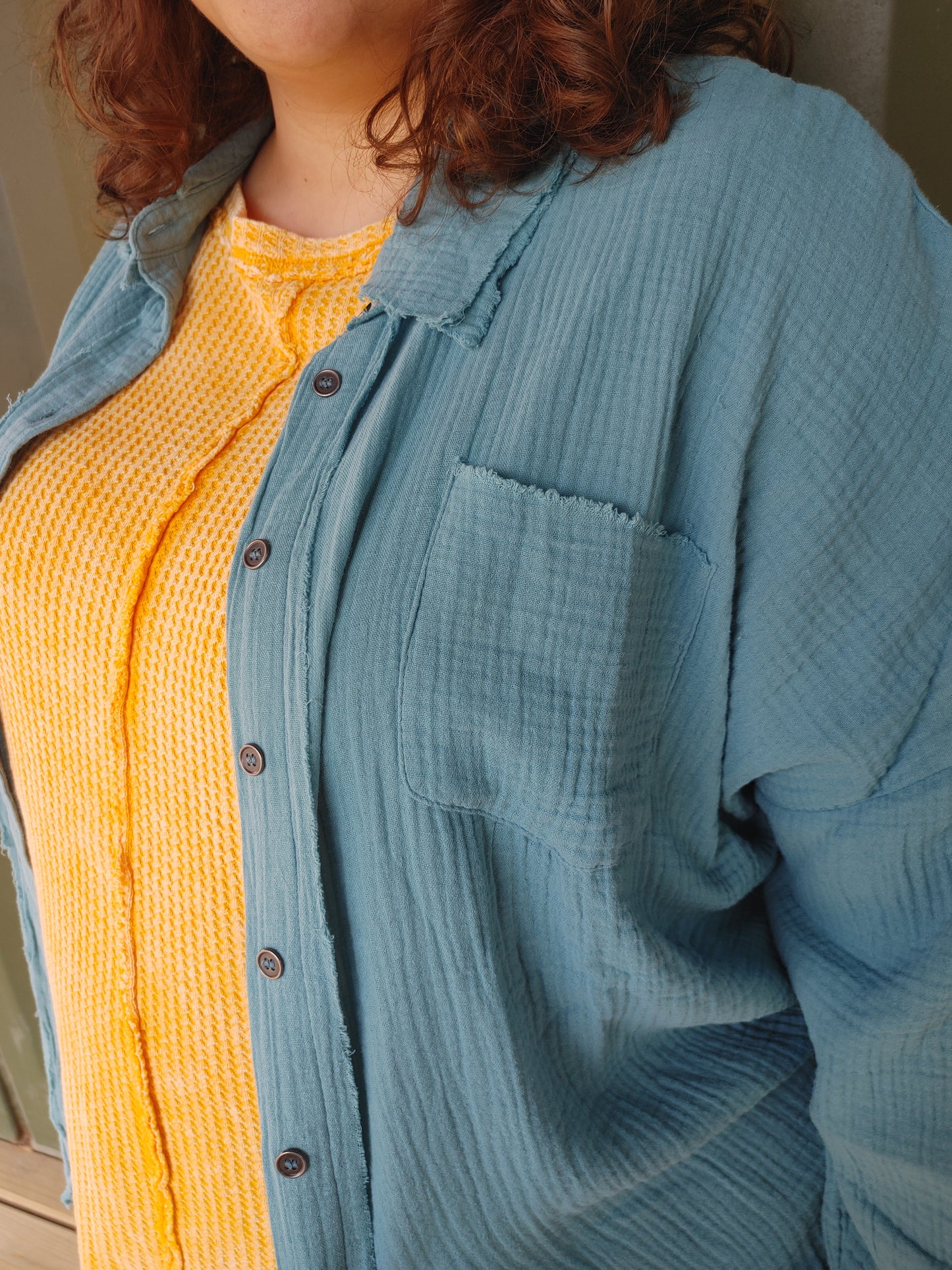 Breeze In My Hair Over Sized Guaze Buttondown