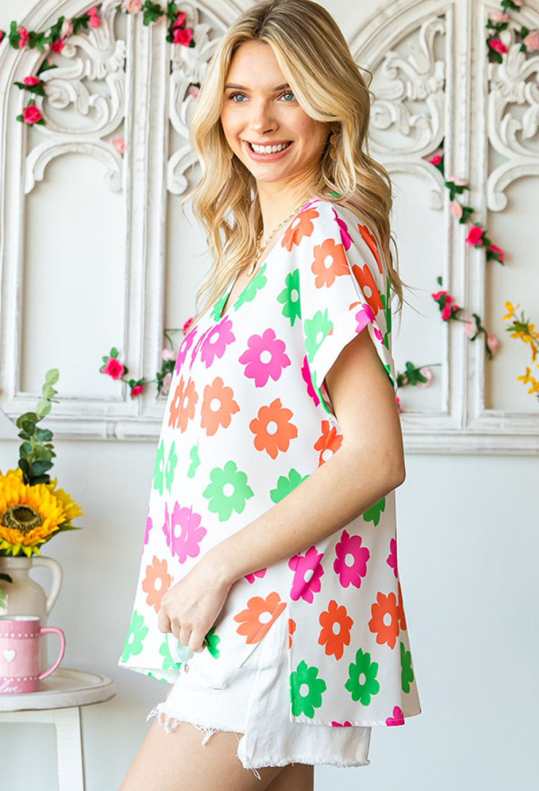 Neon Flowers Blouse