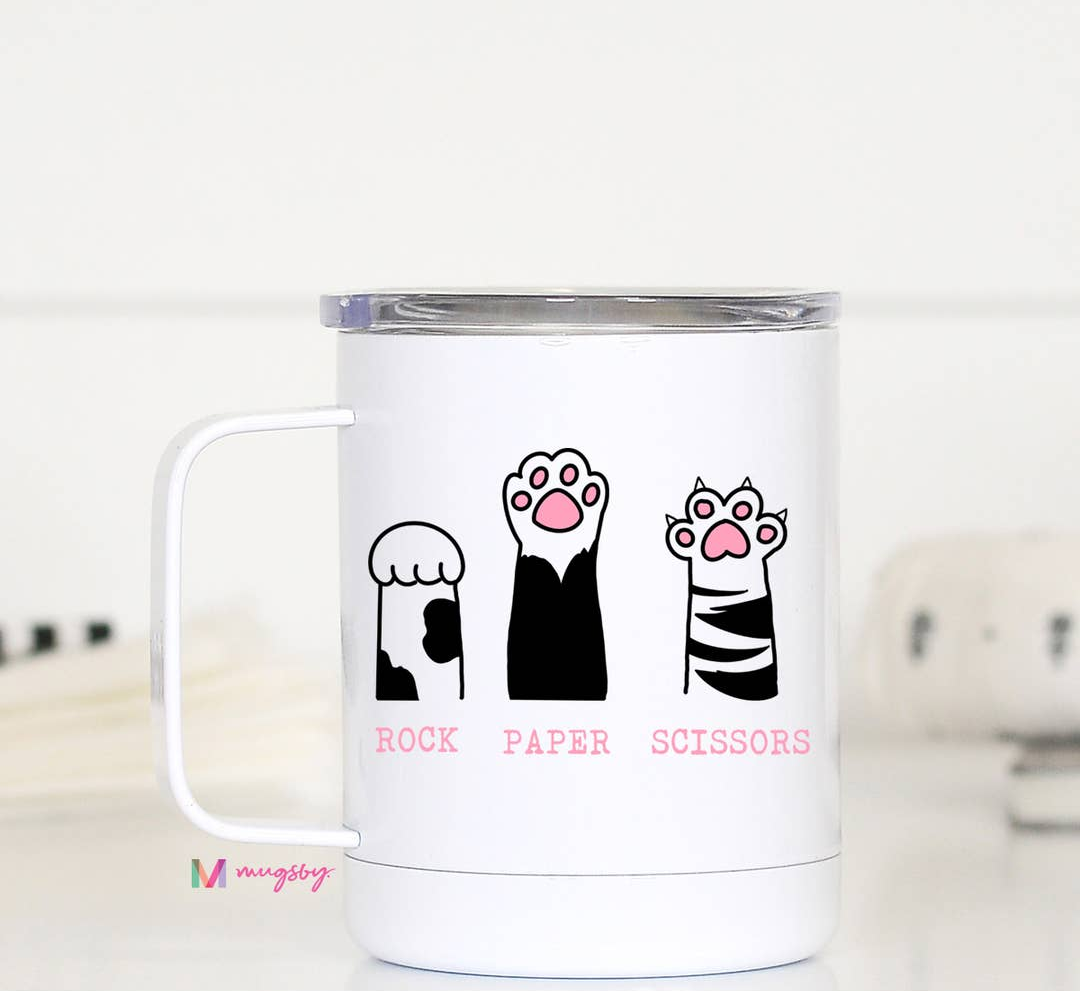 Rock Paper Scissors Cat Mug