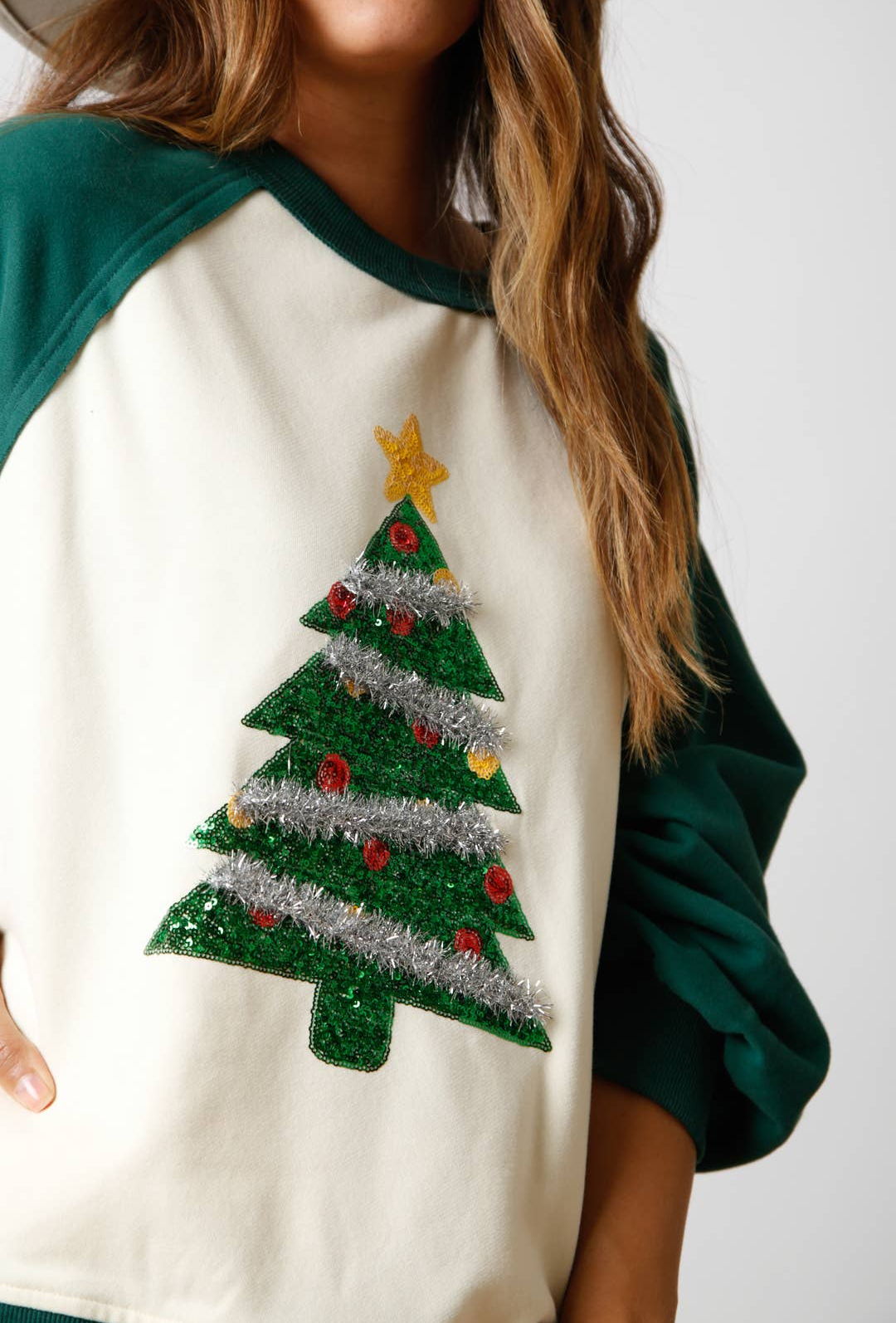 Tinsel Tree Color Block Crewneck