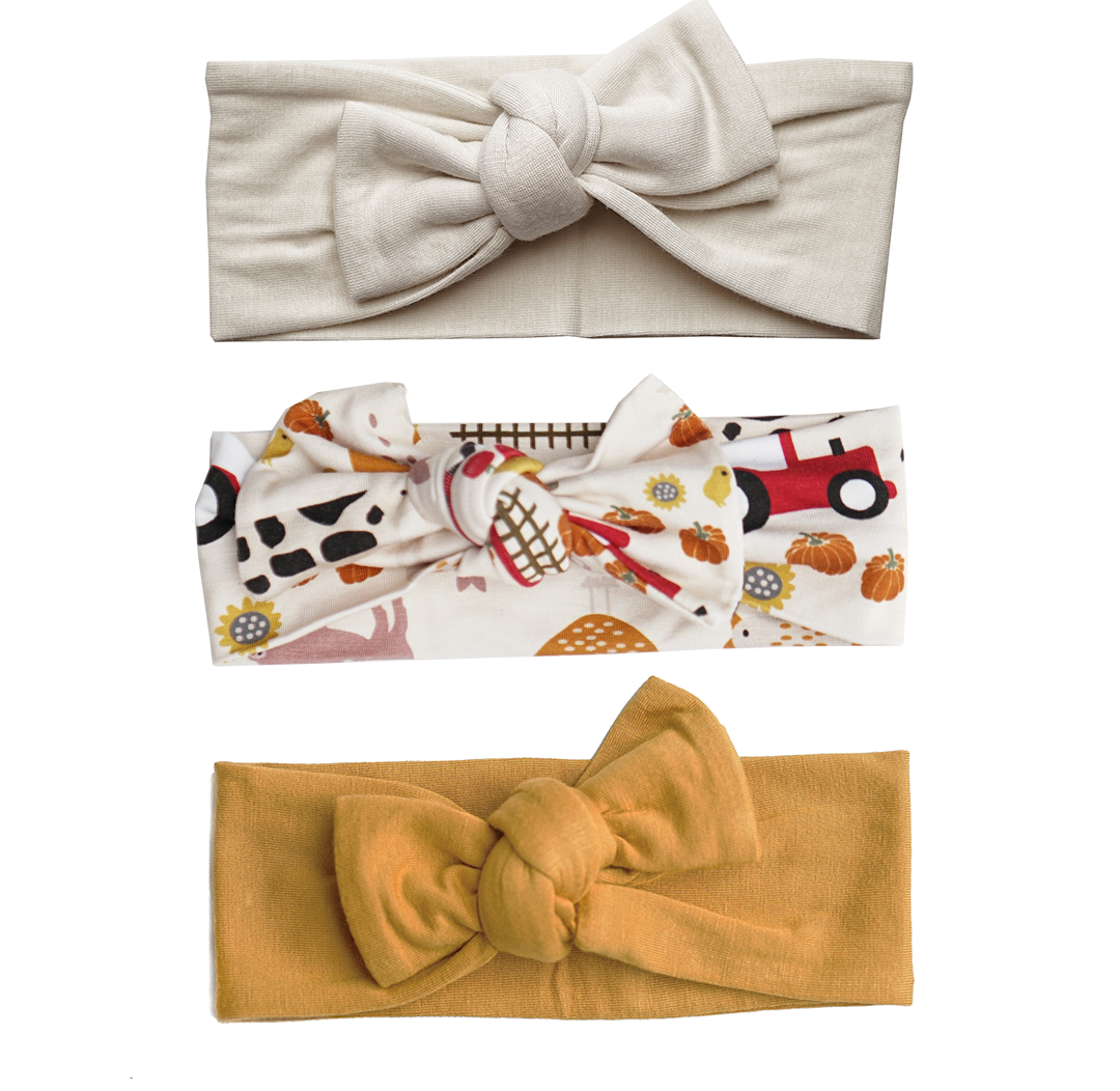 Farm Friends Bamboo Headband Bow Set