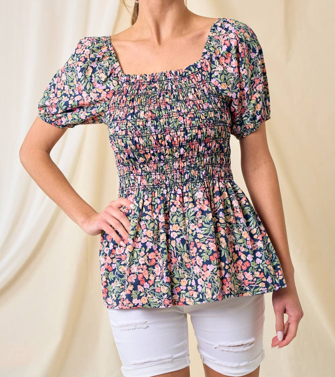 Sophia Floral Smocked Top