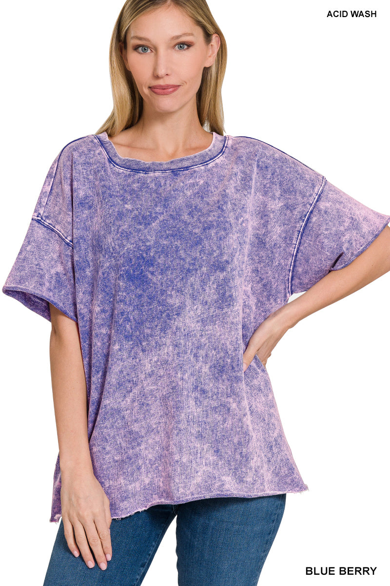Blueberry Bleached Boyfriend T-Shirt
