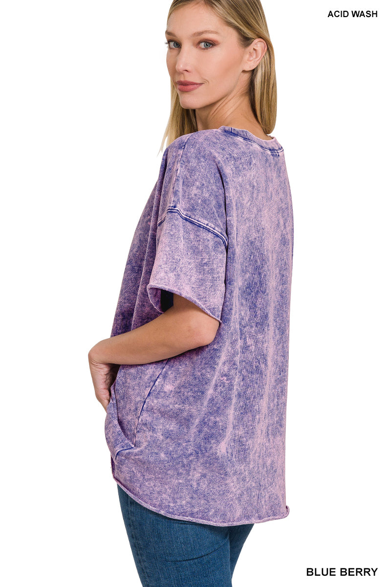 Blueberry Bleached Boyfriend T-Shirt