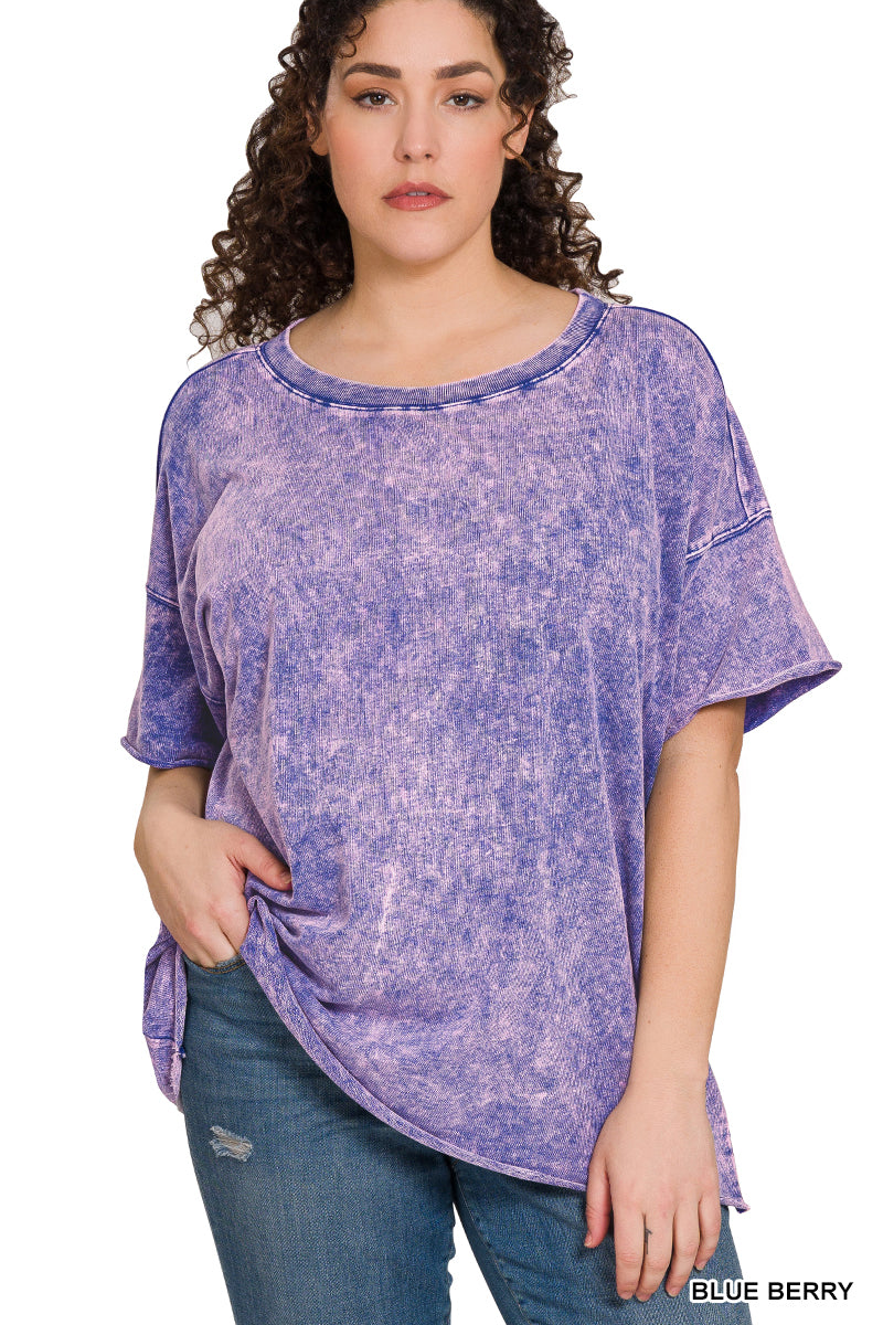 Blueberry Bleached Boyfriend T-Shirt