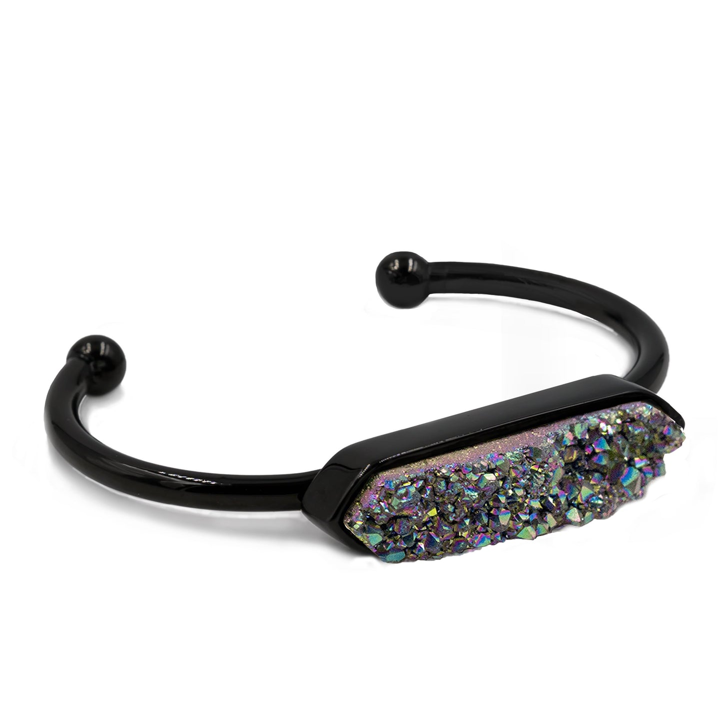 Kinsley Armelle Bangle Collection- Black Elara Cosmic Quartz Bracelet