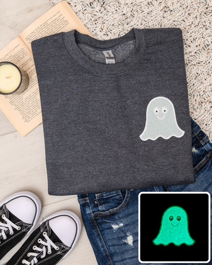 PREORDER: Glow in the Dark Ghost Applique Sweatshirt