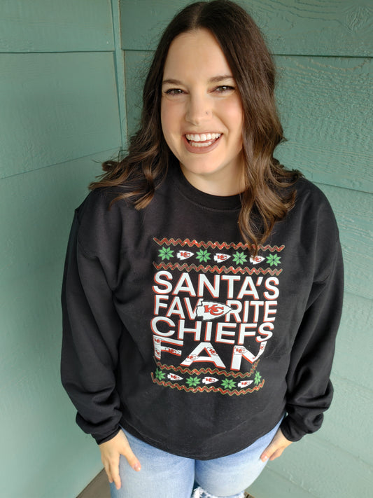 Santa’s Favorite KC Chiefs Fan Crewneck