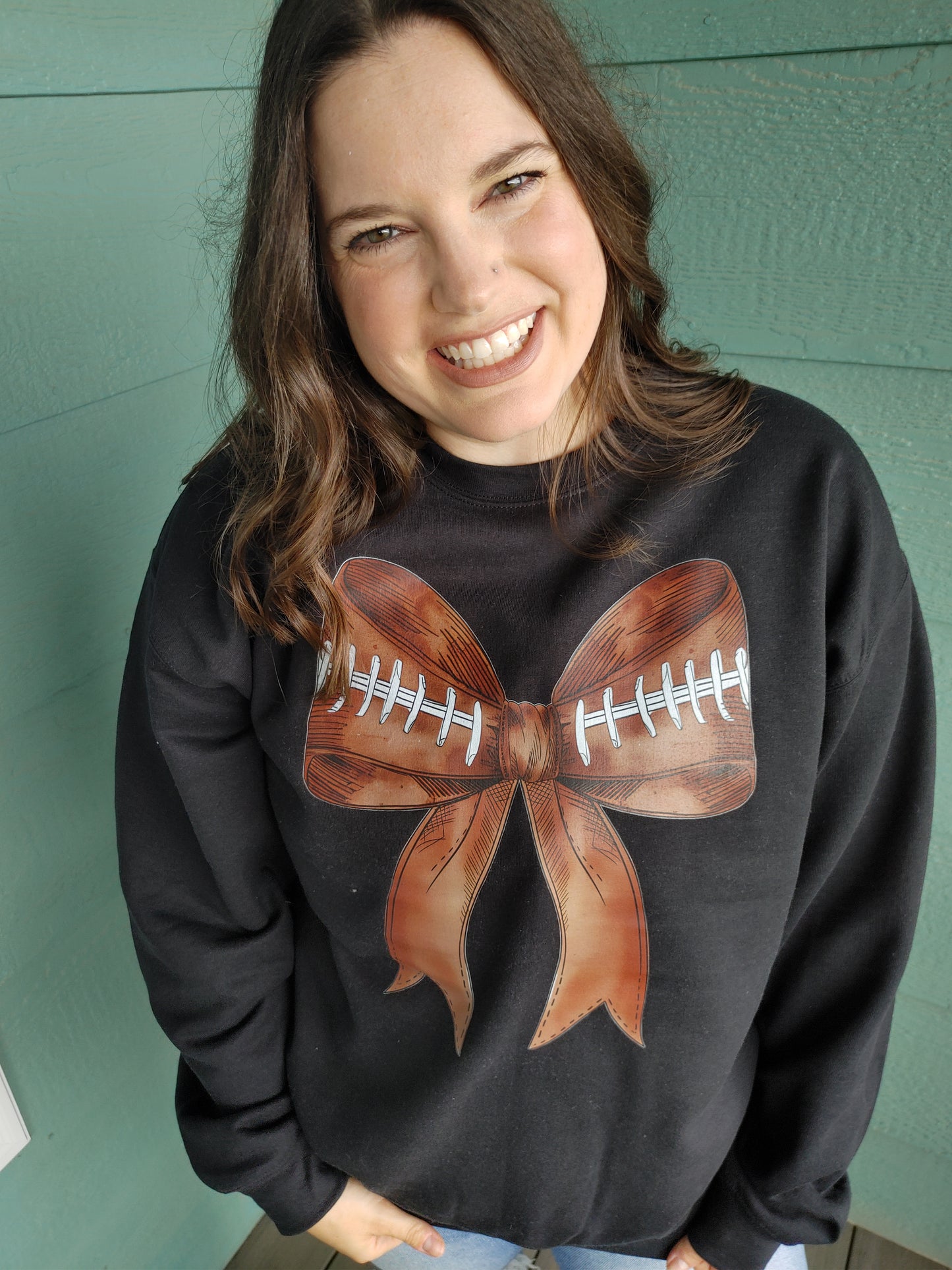 Coquette Football Bow Graphic Crewneck