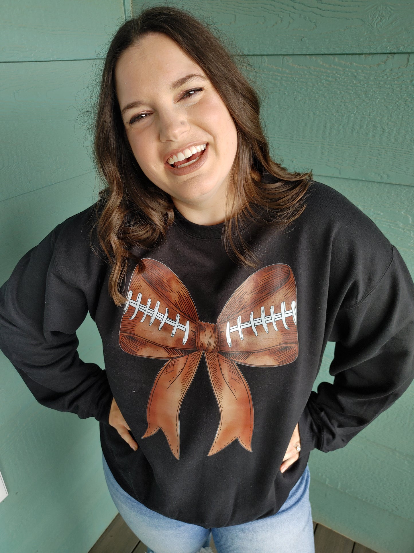 Coquette Football Bow Graphic Crewneck