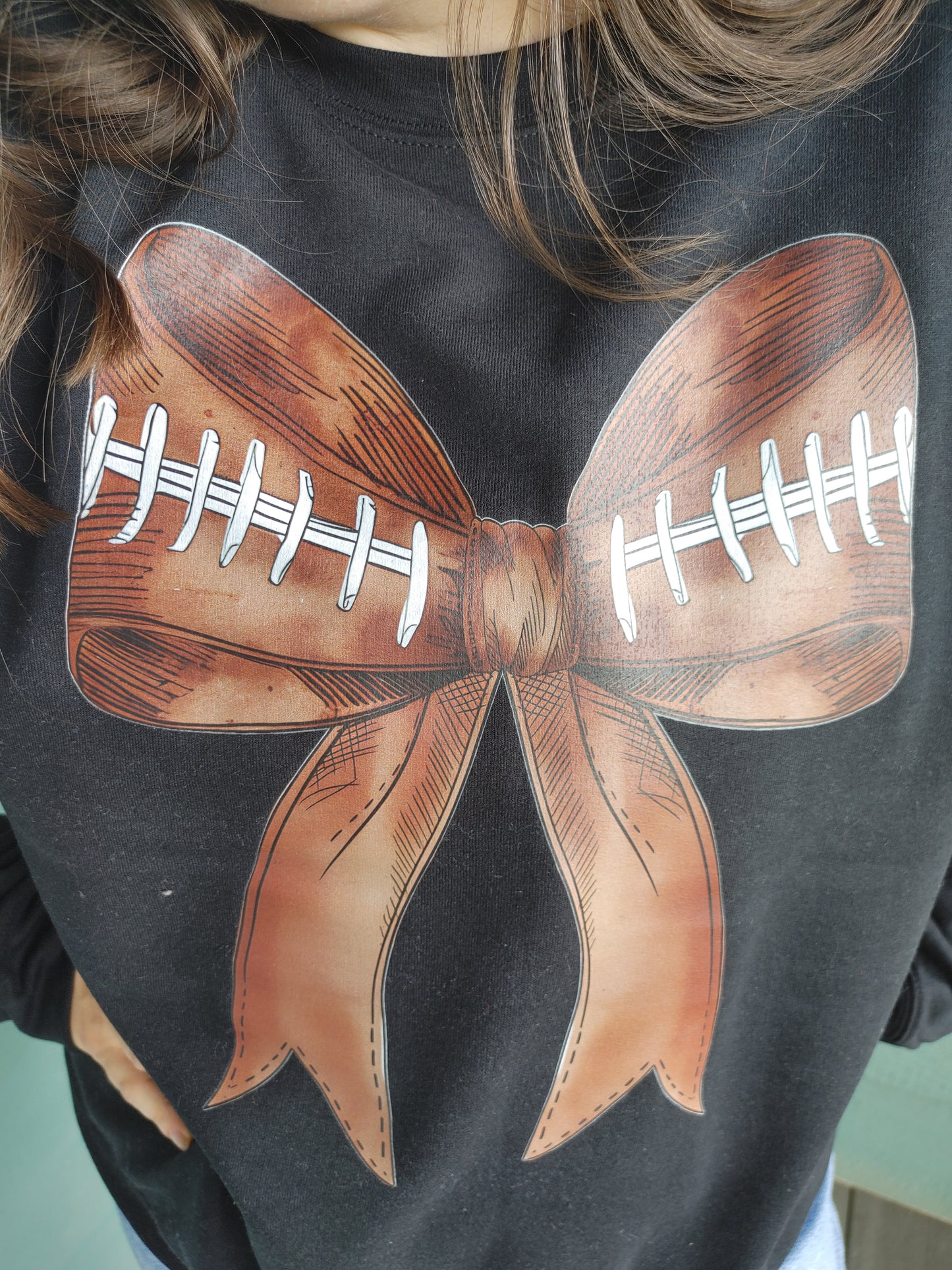 Coquette Football Bow Graphic Crewneck