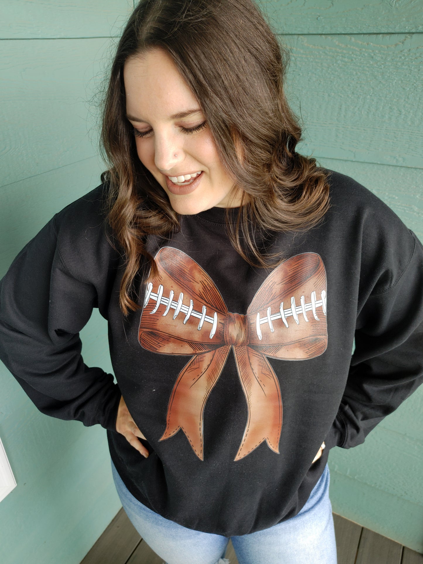 Coquette Football Bow Graphic Crewneck