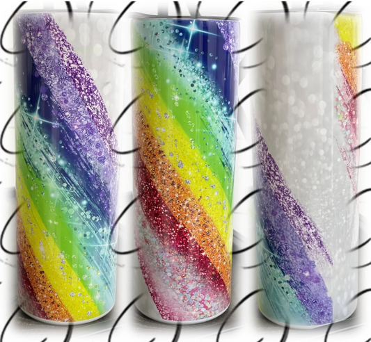 PREORDER: Glitter Rainbow Skinny Tumbler