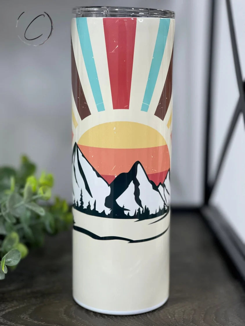 PREORDER: Retro Mountain Sunset Skinny Tumbler