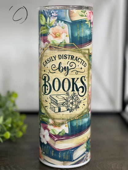 PREORDER: Easily Distracted by Books Skinny Tumbler