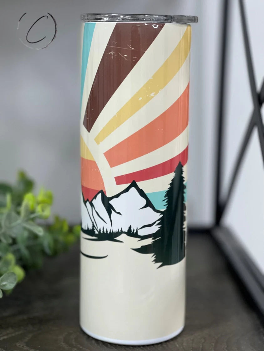 PREORDER: Retro Mountain Sunset Skinny Tumbler