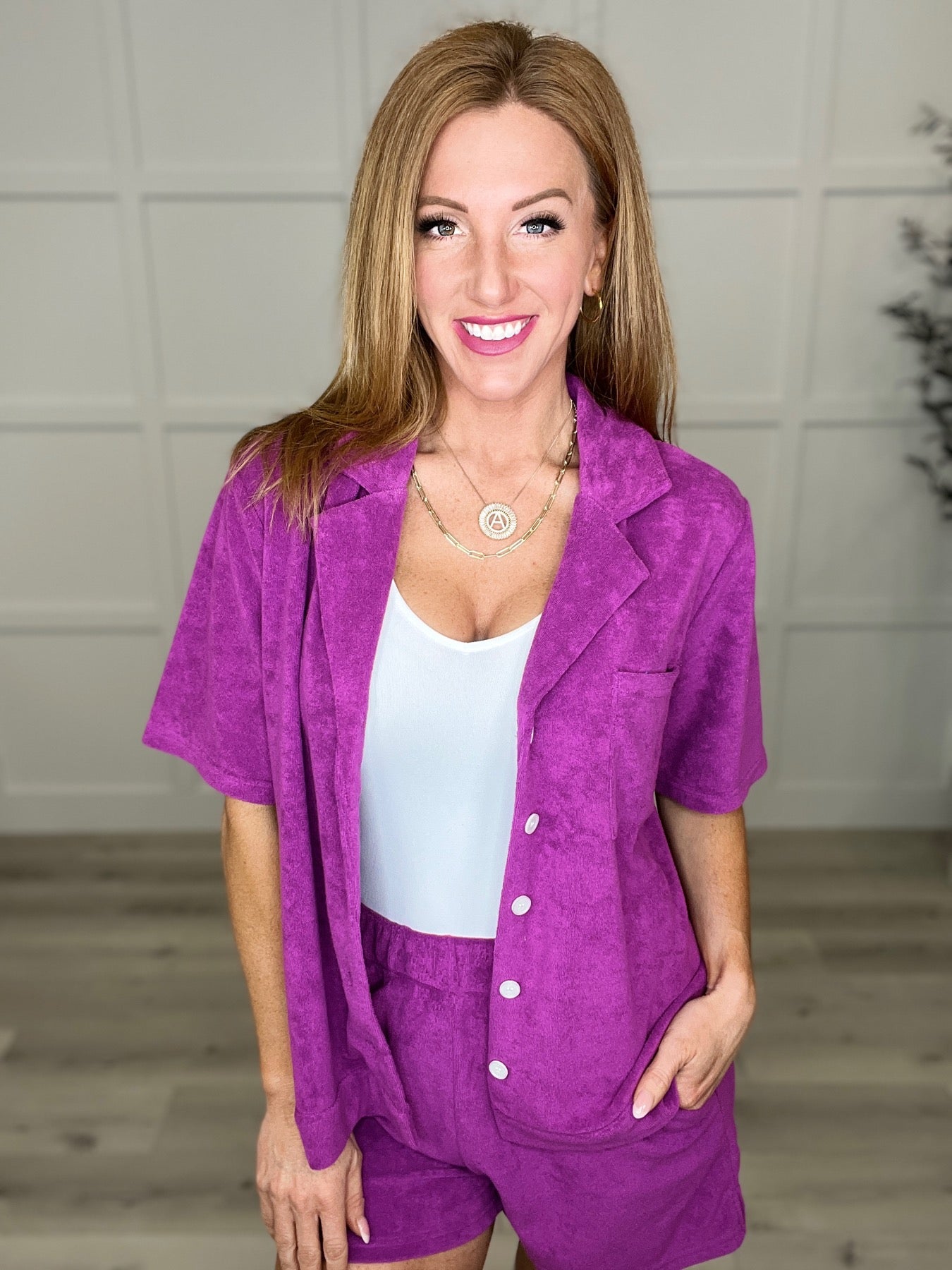 French Terry Button Down Top in Two Colors