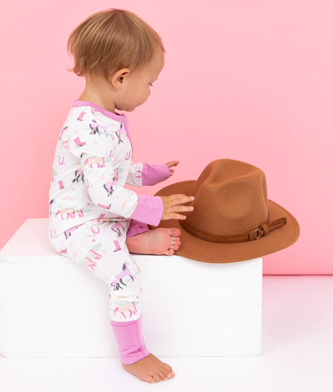 Bird & Bean® Pink Pony Western Bamboo Baby & Toddler Pajamas