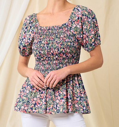 Sophia Floral Smocked Top