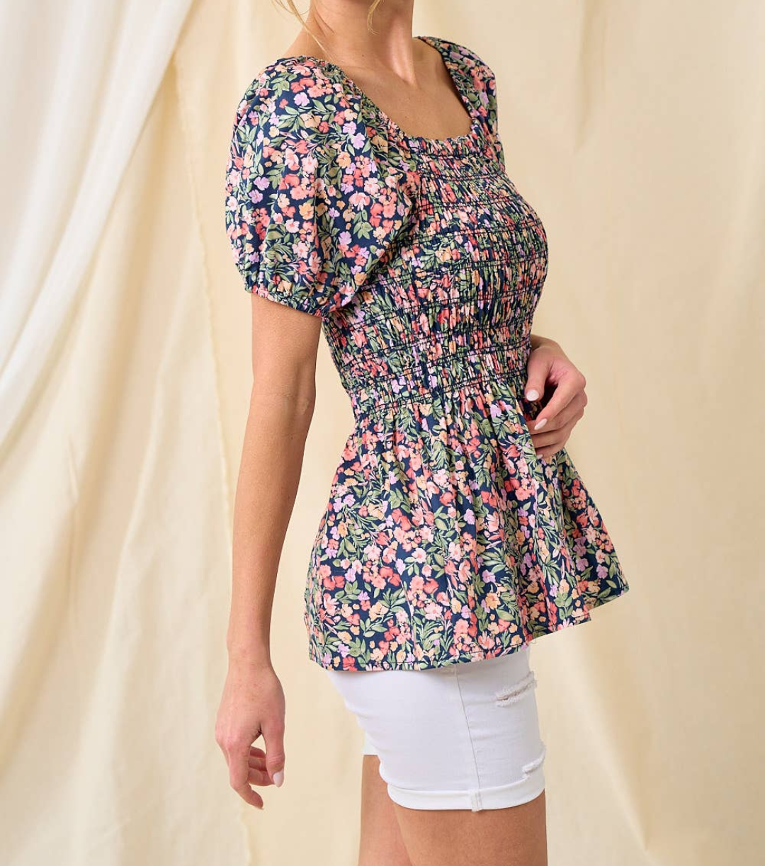 Sophia Floral Smocked Top