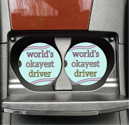 World's Okayest Driver Car Coasters