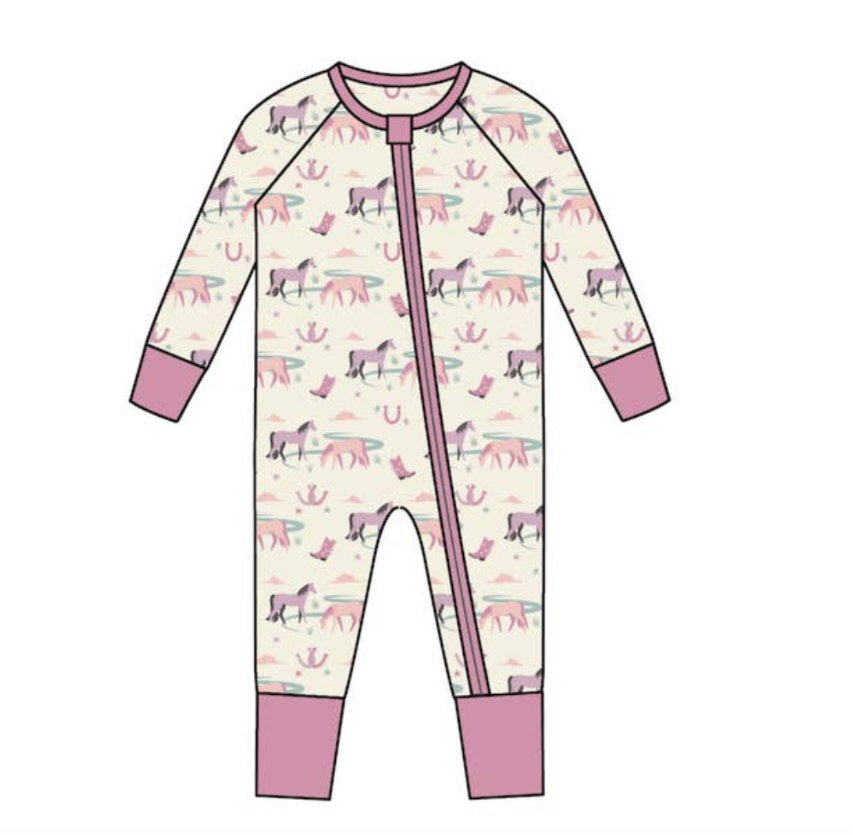 Bird & Bean® Pink Pony Western Bamboo Baby & Toddler Pajamas