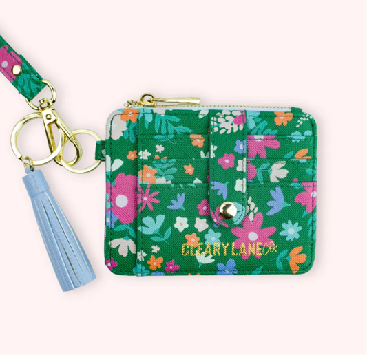 Emerald Floral Garden Wallet Keychain