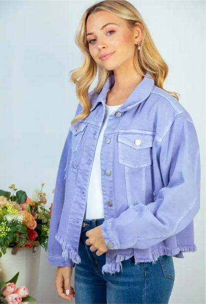 Violet Destructed Denim Jacket