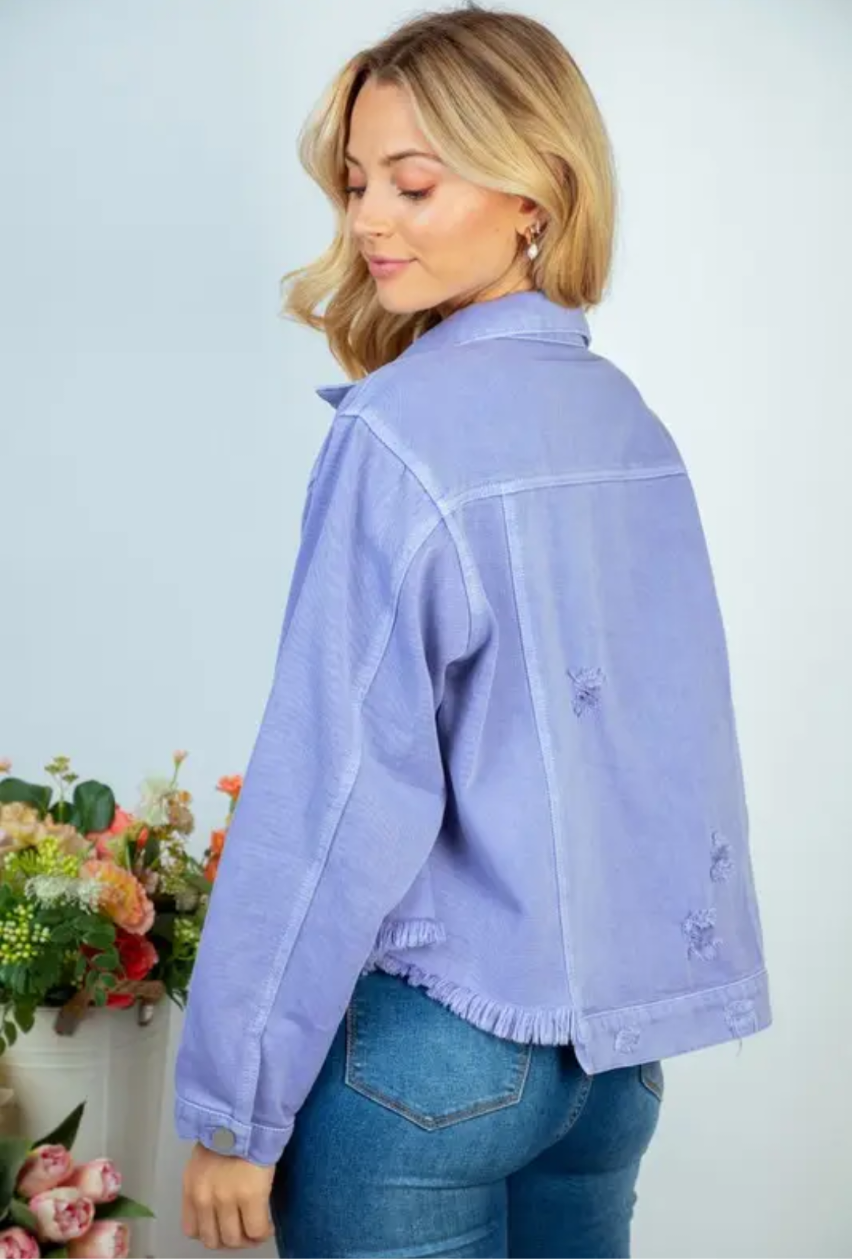 Violet Destructed Denim Jacket