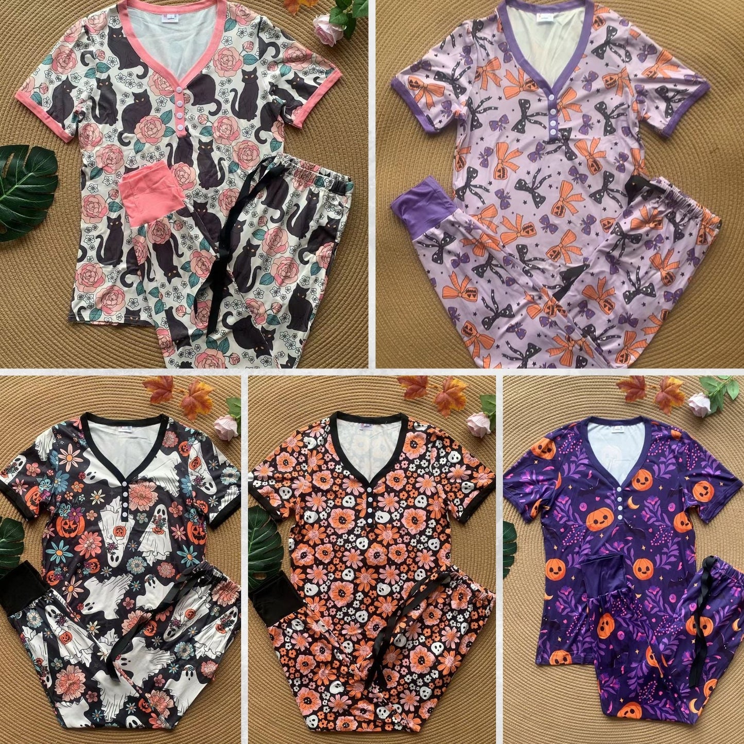 PREORDER: Halloween Pajama Jogger Set in Five Prints