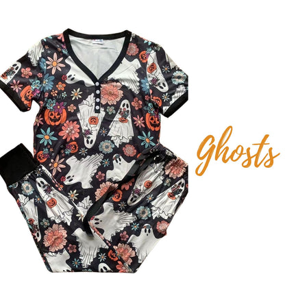 PREORDER: Halloween Pajama Jogger Set in Five Prints