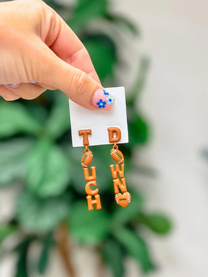 PREORDER: Touch Down Football Dangle Earrings