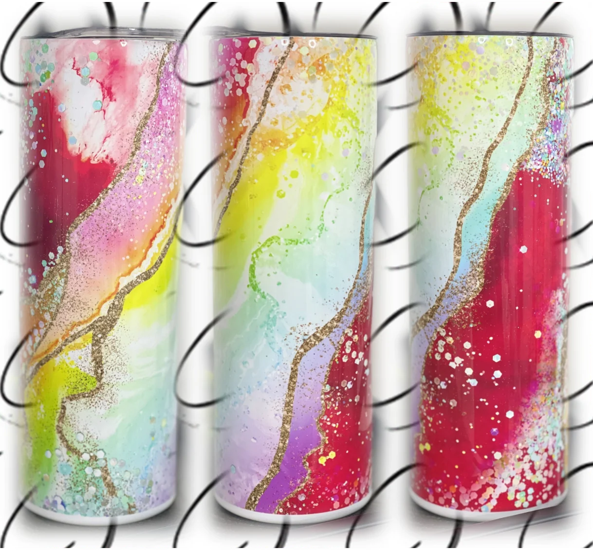 PREORDER: Red Rainbow Geode Skinny Tumbler