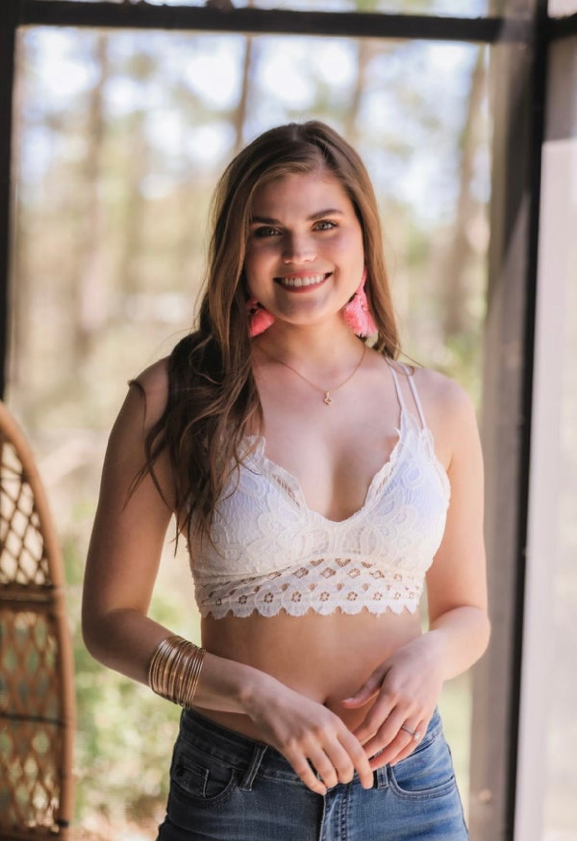 Ella Lace Scalloped Bralette in Ivory