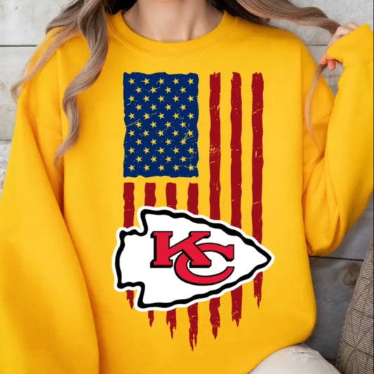 Kansas City Chiefs American Flag Crewneck