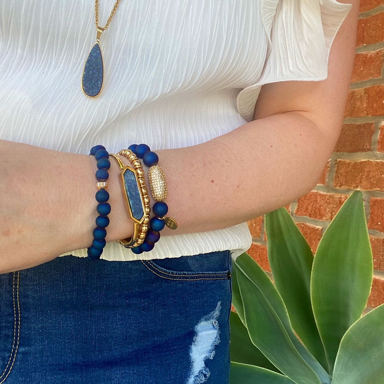 Kinsley Armelle- Denim Quartz Drop Necklace