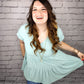 Dot Dot Dot Short Sleeve V-Neck Knit Baby Doll Top