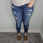 Kancan Mid Rise Distressed Ankle Skinny