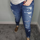 Kancan Mid Rise Distressed Ankle Skinny