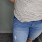 Kancan Mid Rise Distressed Hem Detail Bermuda Short