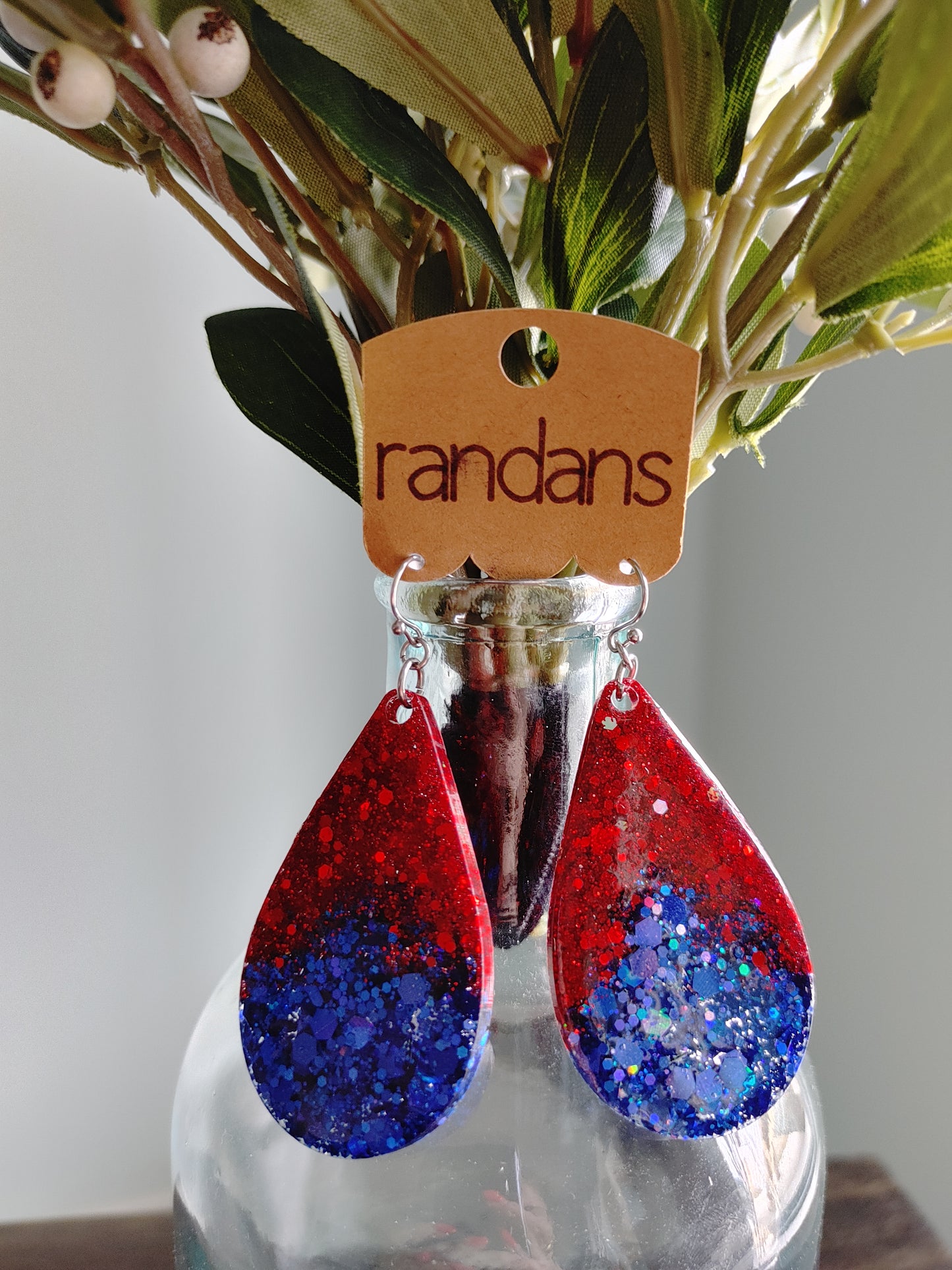 Randan's Red & Blue Glitter Earrings