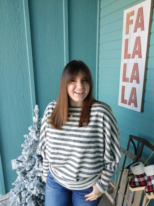 Santa Baby Striped Boat Neck Top