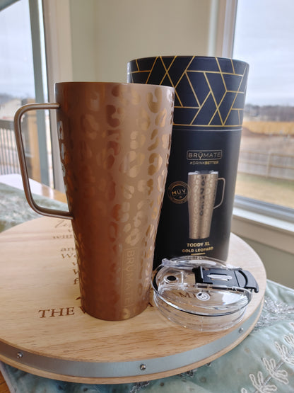 BrüMate TODDY XL 32oz Insulated Coffee Mug | Gold Leopard
