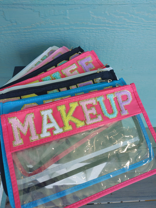 Clear Hot Pink "Makeup" Bag