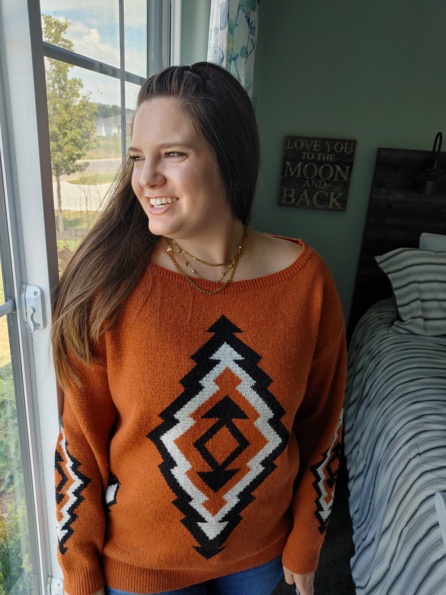 Orange Patterned Sweater