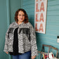 White & Black Leopard Button Down Fringe Jacket
