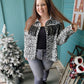 White & Black Leopard Button Down Fringe Jacket