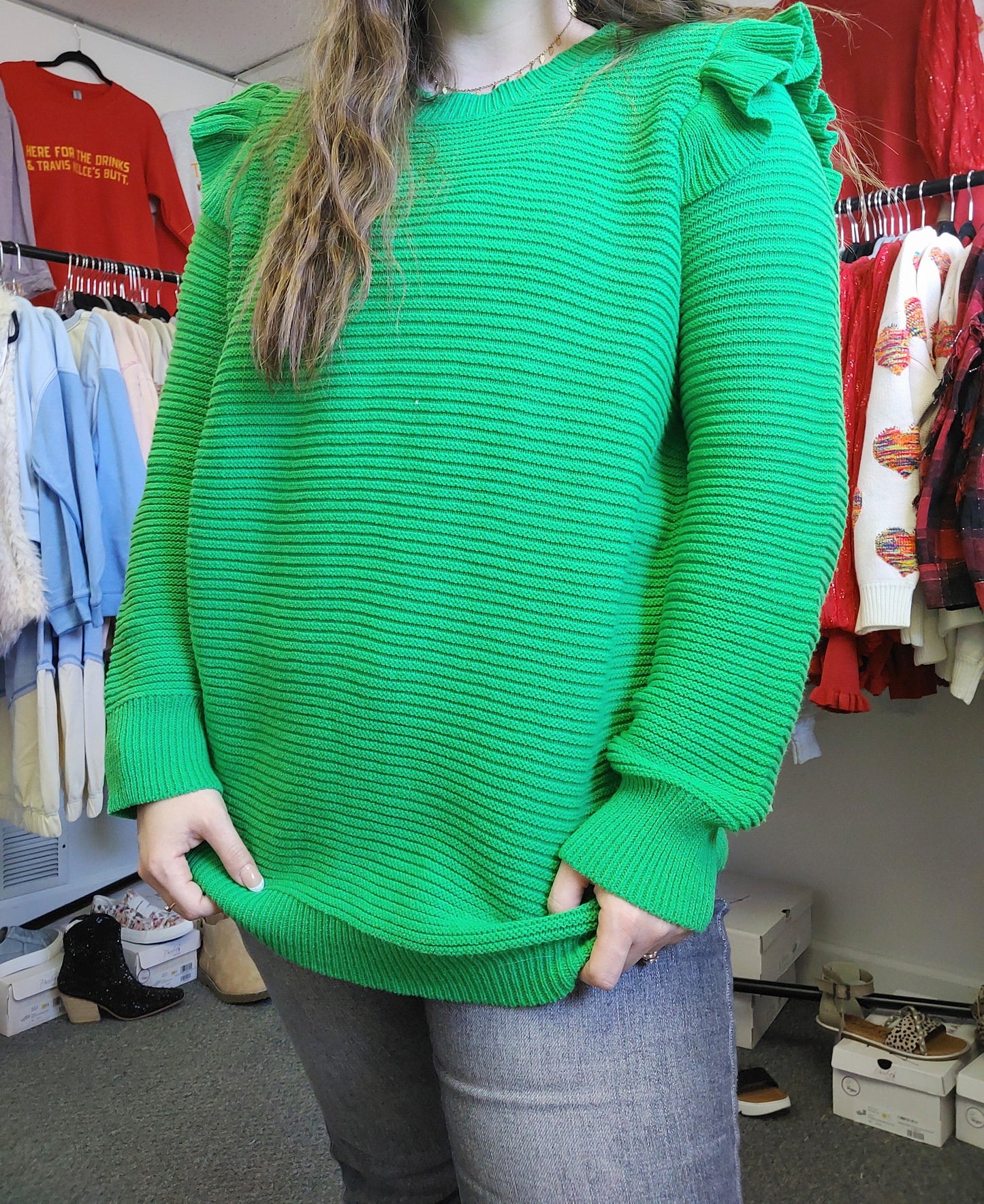 Under The Mistletoe Green Sweater